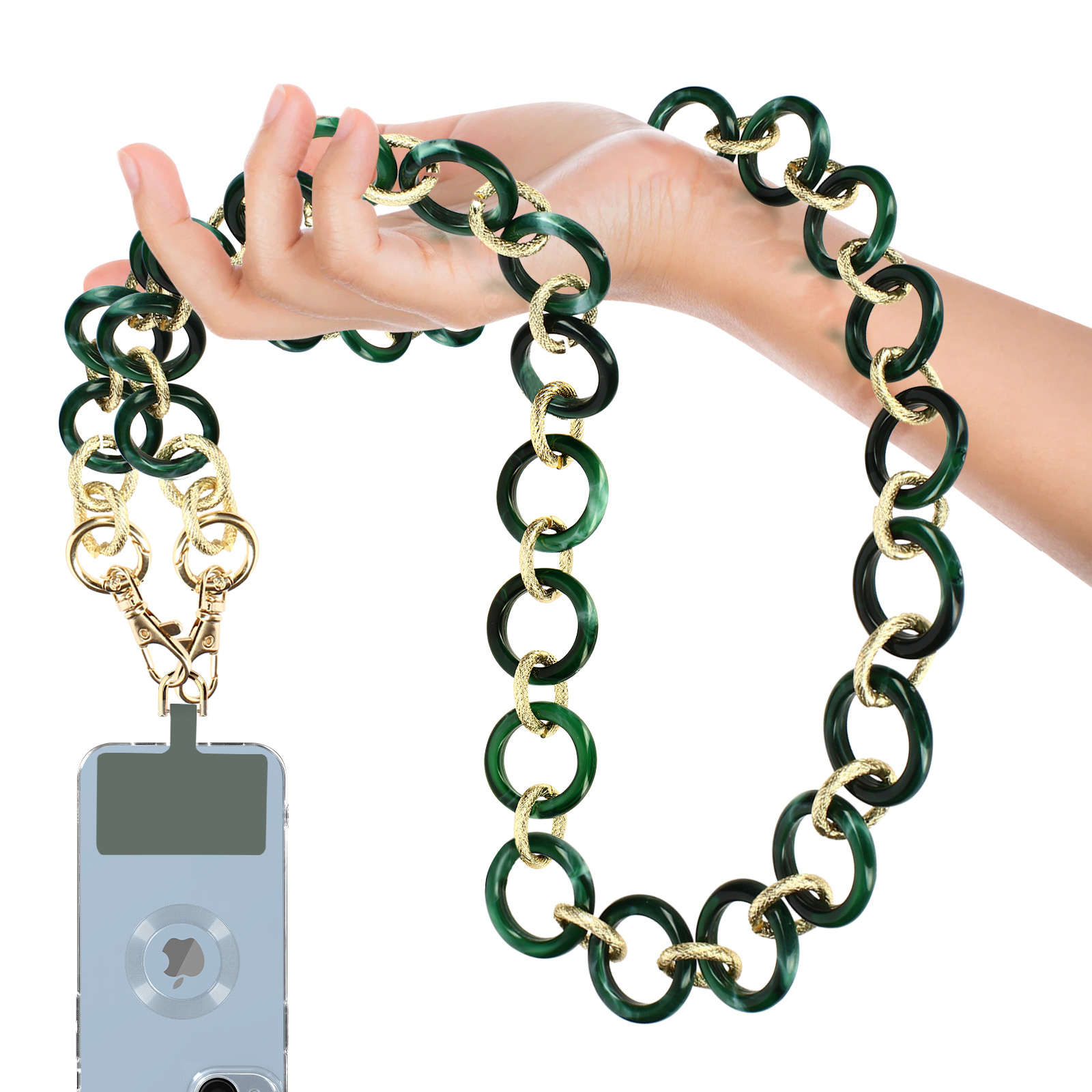 Phone Chain Large Links 120cm Moxie Athena Series Green and Gold